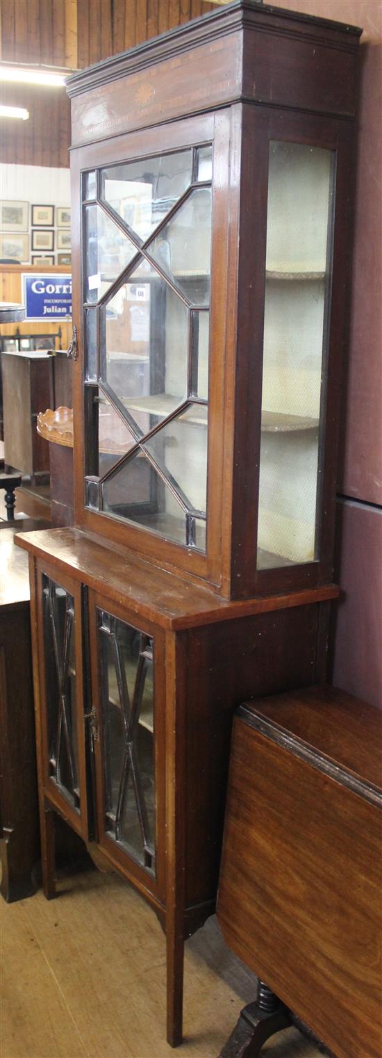 Edwardian inlaid display cabinet(-)